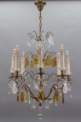 Antique Louis XVI Crystal Glass and Brass Chandelier-KEG-1080153