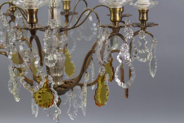 Antique Louis XVI Crystal Glass and Brass Chandelier-KEG-1080153