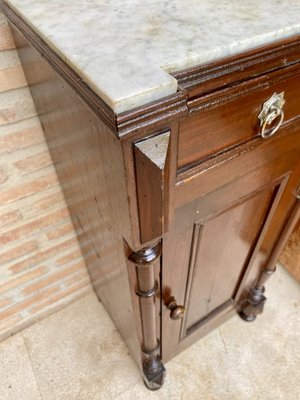 Antique Louis XVI Nightstands with White Marble Tops, 1890s, Set of 2-NOU-1743159