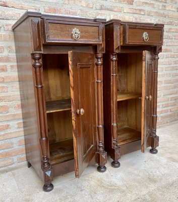 Antique Louis XVI Nightstands with White Marble Tops, 1890s, Set of 2-NOU-1743159