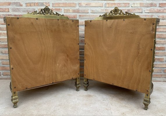 Antique Louis XVI Style Bronze and Brass Showcases or Nightstands, 1890s, Set of 2-NOU-1779651