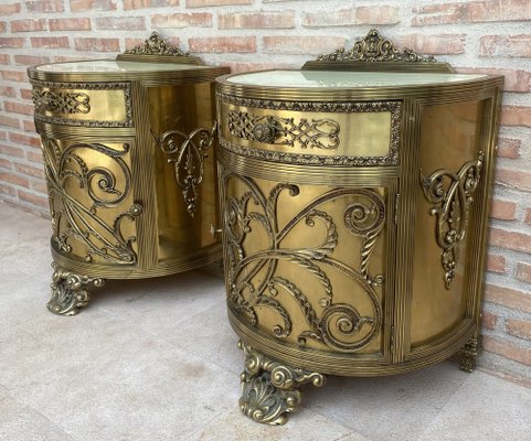 Antique Louis XVI Style Bronze and Brass Showcases or Nightstands, 1890s, Set of 2-NOU-1779651