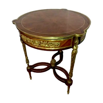 Antique Louis XVI Style Marquetery Gilt Wood Ormolu Mounted Side Table-TCS-1762491