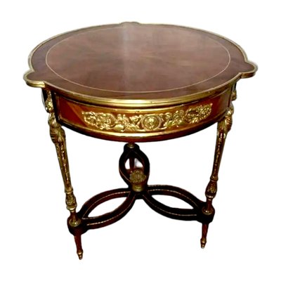 Antique Louis XVI Style Marquetery Gilt Wood Ormolu Mounted Side Table-TCS-1762491