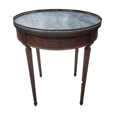 Antique Louis XVI Style Side Table with Removable Trays and Drawer with Gilt Bronze Edges & Marble Top-TCS-1783383