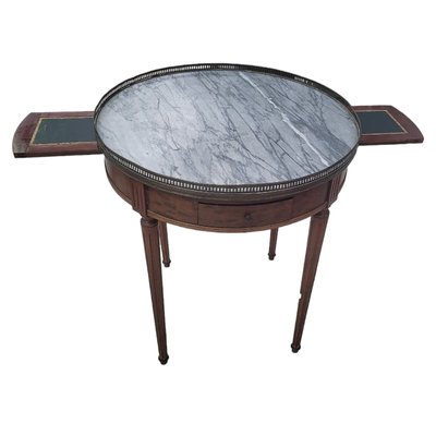 Antique Louis XVI Style Side Table with Removable Trays and Drawer with Gilt Bronze Edges & Marble Top-TCS-1783383