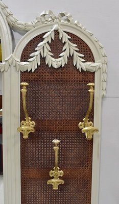 Antique Louis XVI Wall Rack with Mirror & Cannage, 1900s-RVK-601265