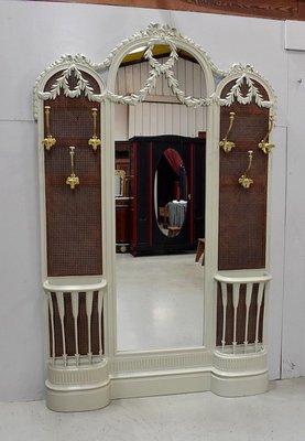 Antique Louis XVI Wall Rack with Mirror & Cannage, 1900s-RVK-601265