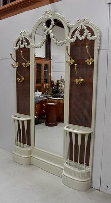 Antique Louis XVI Wall Rack with Mirror & Cannage, 1900s-RVK-601265