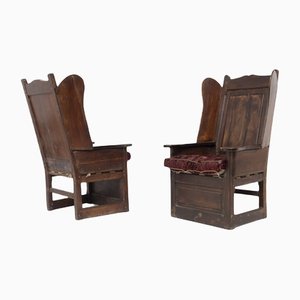 Antique Lounge Chairs in Wood and Fabric, Set of 2-RCE-1183156