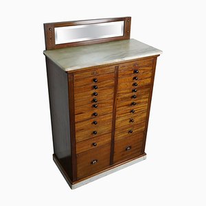 Antique Mahogany and Marble Dentist Cabinet, Amsterdam, 1920s-XO-1107741