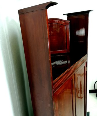 Antique Mahogany Corner Cabinet with Inlaid Intarsia-UWE-694644