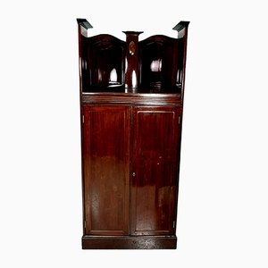 Antique Mahogany Corner Cabinet with Inlaid Intarsia-UWE-694644