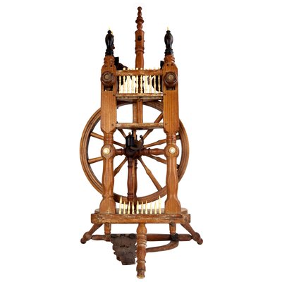 Antique Majestic Spinning Wheel in Ebony Wood-RY-659618