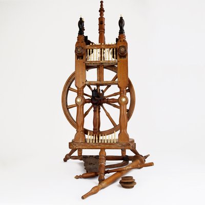 Antique Majestic Spinning Wheel in Ebony Wood-RY-659618