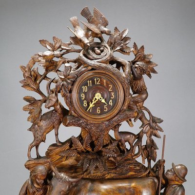 Antique Mantel Clock with Herdsman Family, Goats and Cows-KJP-1149264