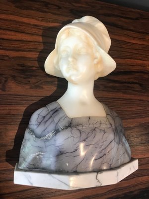 Antique Marble and Alabaster Bust by Gustave van Vaerenbergh-XQY-725969