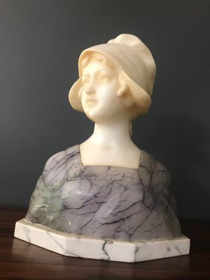 Antique Marble and Alabaster Bust by Gustave van Vaerenbergh-XQY-725969