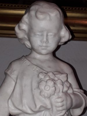 Antique Marble Child Sculpture-AKA-694657