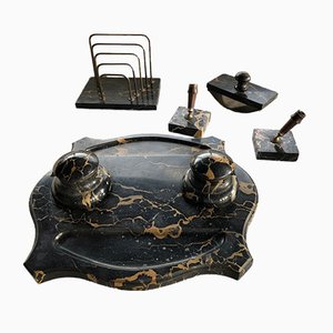 Antique Marble Desk Set, Set of 5-QJM-858818