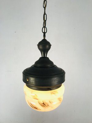 Antique Marble Glass Ceiling Lamp, 1920s-WQJ-827949