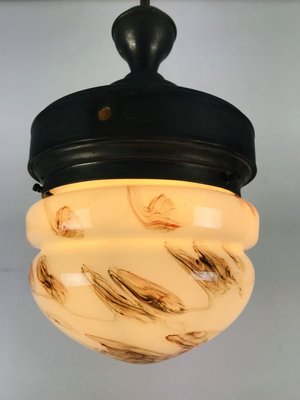 Antique Marble Glass Ceiling Lamp, 1920s-WQJ-827949