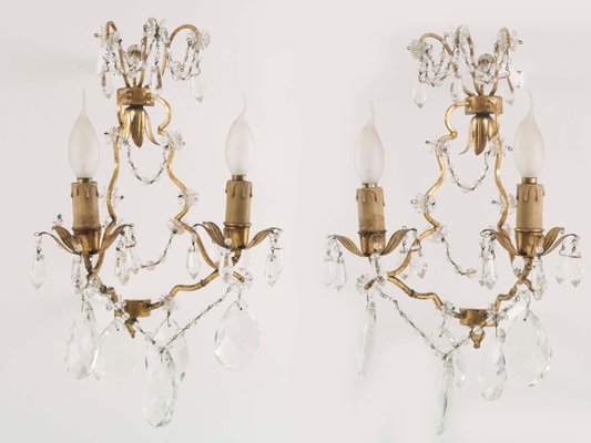 Antique Maria Teresa Swarovski Beaded Sconces, Wien, Set of 2-NJV-738903