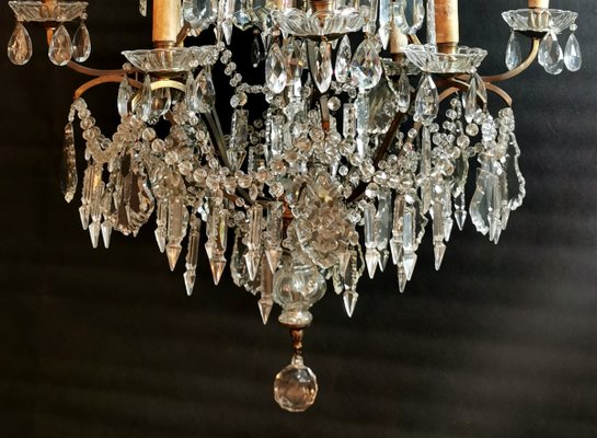 Antique Maria Therese Style Italian Crystal and Brass Ceiling Lamp-QRS-572848