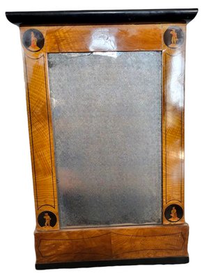 Antique Marquetry Biedermeier Mirror with Miniatures-TCS-1353148