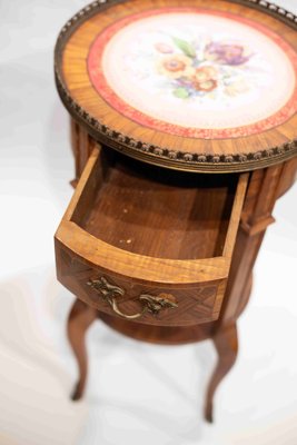 Antique Marquetry Coffee Table with Porcelain Tray, 19th Century-OZS-1371517