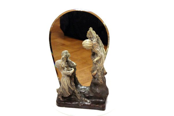 Antique Mirror with Figurines from Goldscheider-ZWH-1047026