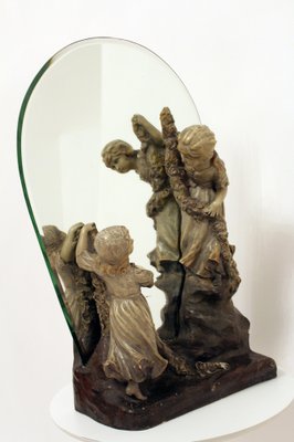 Antique Mirror with Figurines from Goldscheider-ZWH-1047026