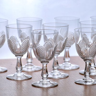 Antique Mouth-Blown Crystal Glasses, 1920, Set of 9-SHG-2027223