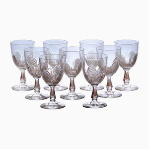 Antique Mouth-Blown Crystal Glasses, 1920, Set of 9-SHG-2027223