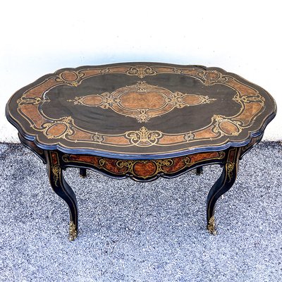 Antique Napoleon III Boulle Desk, 1800s-BEW-1404796