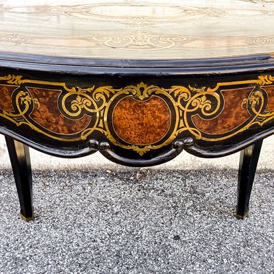 Antique Napoleon III Boulle Desk, 1800s-BEW-1404796