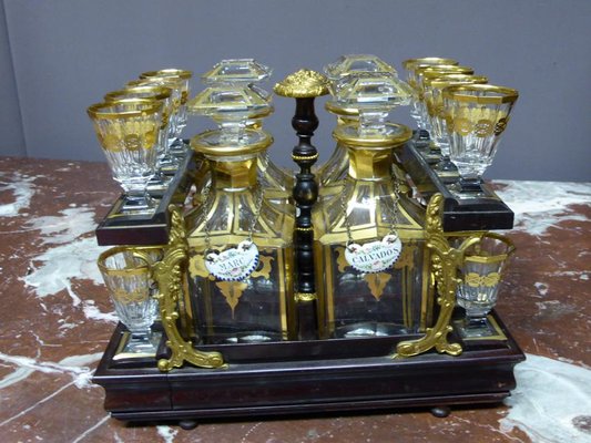 Antique Napoleon III Marquetry Cellar Liquor Set-WSV-605369