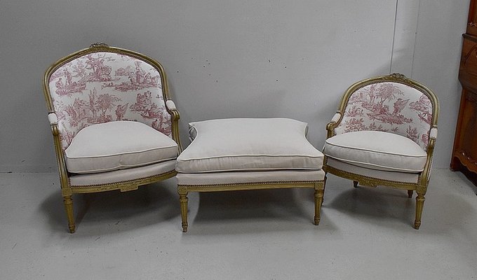 Antique Napoleon III Modular Sofa, Set of 3-RVK-594587