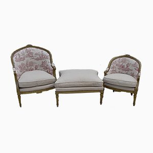 Antique Napoleon III Modular Sofa, Set of 3-RVK-594587