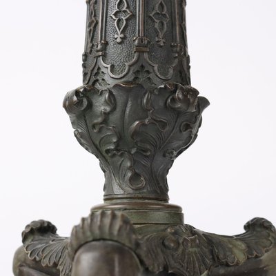 Antique Neo-Gothic Bronze Candelabras, Europe, 19th Century, Set of 2-VMM-2023879