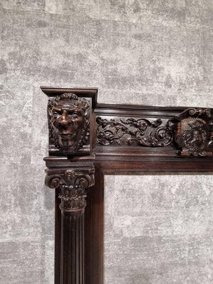 Antique Neo-Renaissance Gothic Slavonian Oak Fireplace-NQV-1220245