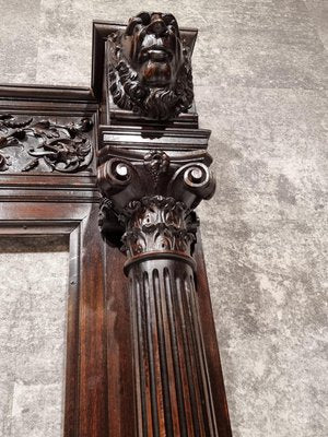 Antique Neo-Renaissance Gothic Slavonian Oak Fireplace-NQV-1220245