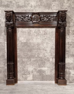 Antique Neo-Renaissance Gothic Slavonian Oak Fireplace-NQV-1220245