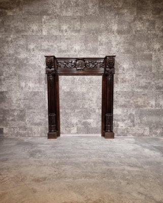 Antique Neo-Renaissance Gothic Slavonian Oak Fireplace-NQV-1220245