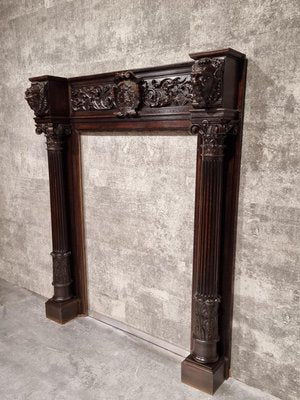 Antique Neo-Renaissance Gothic Slavonian Oak Fireplace-NQV-1220245