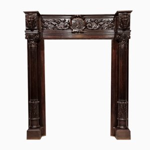 Antique Neo-Renaissance Gothic Slavonian Oak Fireplace-NQV-1220245