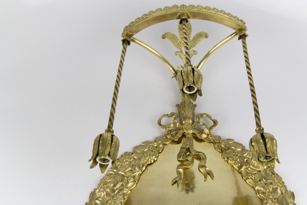 Antique Neoclassical Style Bronze and Brass 3-Light Sconce, 1900s-KEG-727784