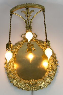 Antique Neoclassical Style Bronze and Brass 3-Light Sconce, 1900s-KEG-727784