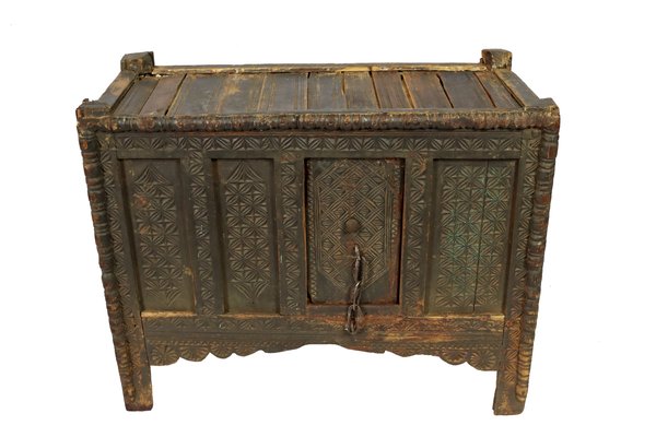 Antique Nomadic Turkmen Yurt Treasure Dowry Chest-UZN-1402979