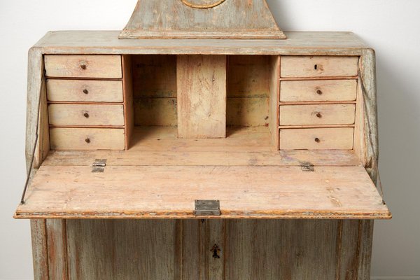 Antique Northern Swedish Pine Secretary Clock Desk-MJF-1736554